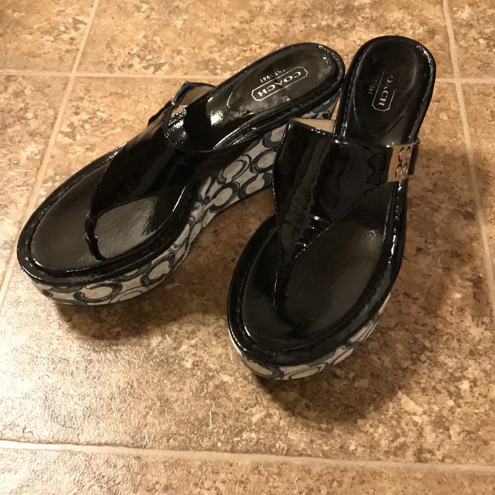 Coach patent sandals
